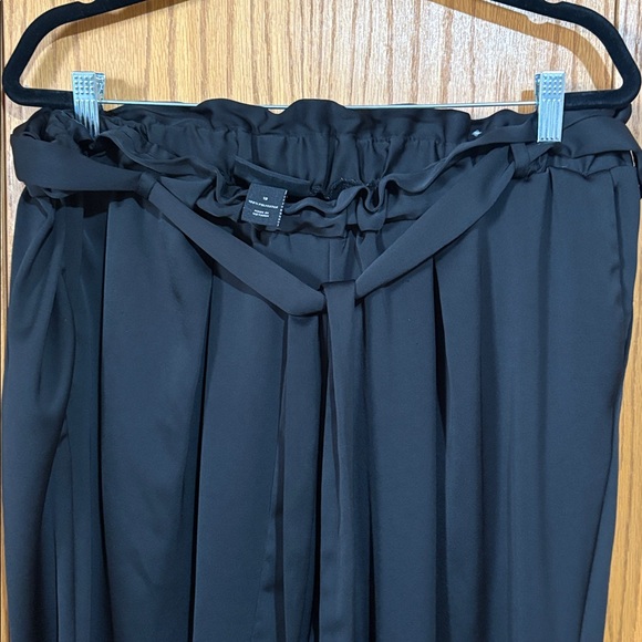 Lane Bryant Black Women's 18 Pull On Paper Bag Tie Waist Pants Satin - Picture 3 of 4